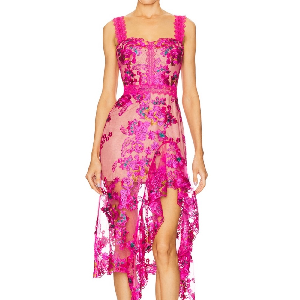 Bronx and Banco Eva Midi Dress in Fuschia